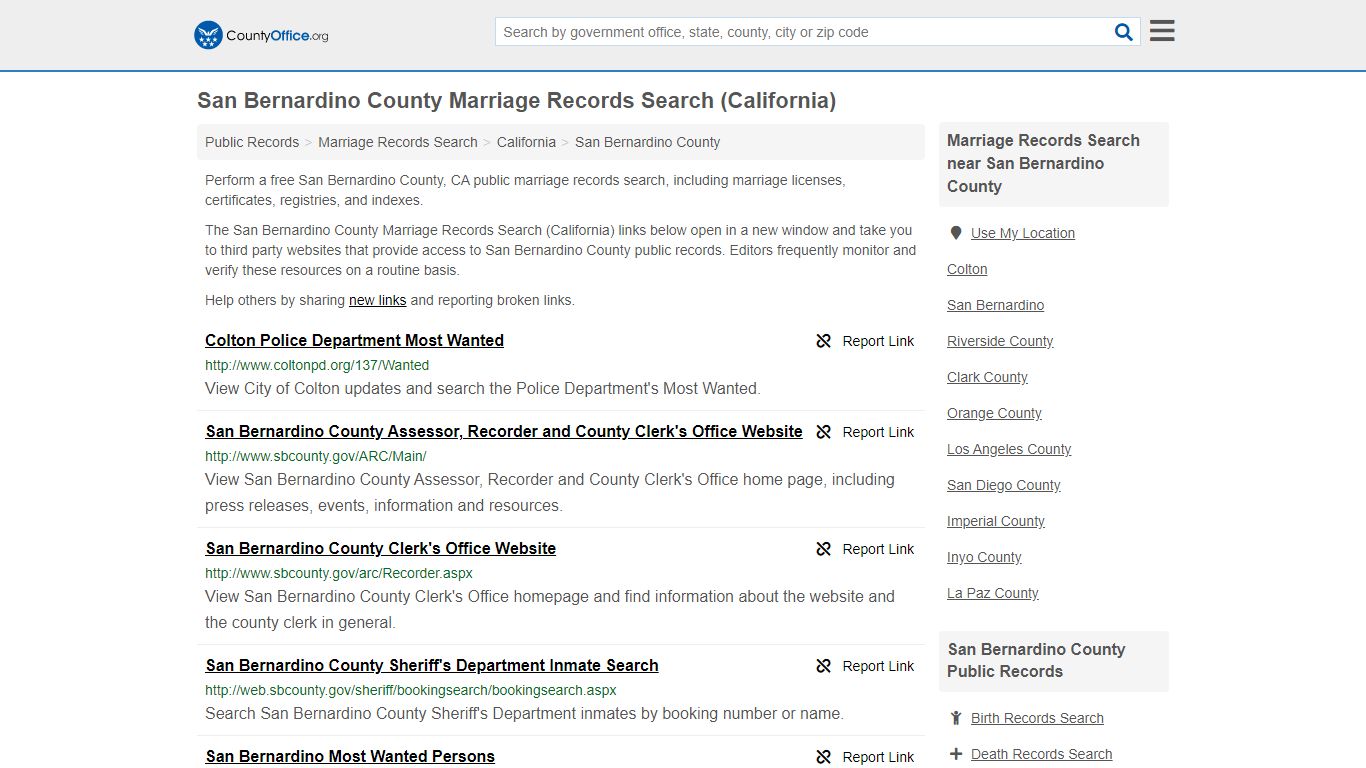 Marriage Records Search - San Bernardino County, CA ...
